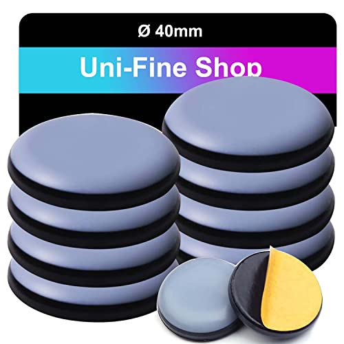 Uni-Fine 8pcs 40 mm (Rond) Patins en Teflon pour Meubles, Patins glisseurs pour Meubles - Planeur PTFE Patins pour Meubles en Téflon Auto-adhésif Patins de Meuble pour Chaise Canapé Bureau Table Cover