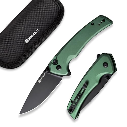 SENCUT Button Lock Pocket Knife for EDC, Serene Folding Knife, Thumb Stud & Flipper Opener, Aluminum Handle with 3.48