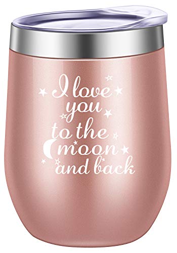 Pufuny I Love You To The Moon and Back Wine Tumbler,Mug,Cup,Valentine's Day,Mother's Day,Christmas