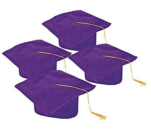 Fun Express Purple Felt Graduation Caps for Graduation - 12 Pieces