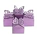 Kslong 50pcs Purple Butterfly Favor Boxes Girl Baby Shower Butterfly Candy Box Decoration Party Birthday Wedding Small Gift Boxes (Purple)