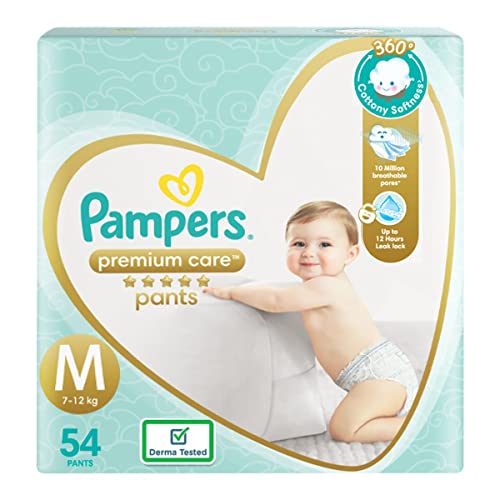 Image of Pampers Premium Care Pants, Medium Size Baby Diapers (MD), 54 Count, Softest Ever Pampers Pants & Active Baby Taped Diapers, Medium Size Diapers, (MD) 90 Count, Taped Style Custom fit