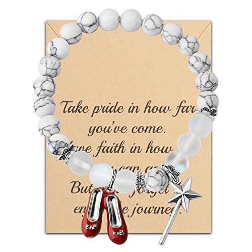 FUSTMW Red Shoe Bracelet Do-roth Gifts Red Slippers Jewelry Movie Fans Inspired Gifts Wand Charm