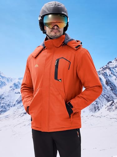 Image of WULFUL Men's Ski Jackets Warm Winter Snow Windbreaker Resistant Snowboard Fleece Coat Mountain Waterproof Parka with Hood