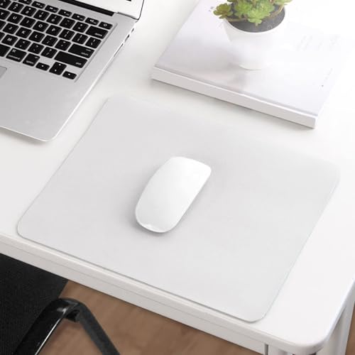 Spunklad Leather Mouse Mat White Mouse Pad For Office Waterproof Computer Mat For Desk Non-Slip Small Desk Pad