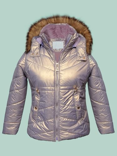 Image of Girls Solid Winter Wear Zipper Hooded Puffer Jacket