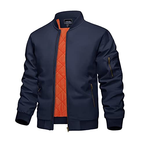 KEFITEVD Bomber Jackets Men Windproof Pilot Jackets Varsity Jackets Baseball Jackets Winter Coats Athletic Windbreakers