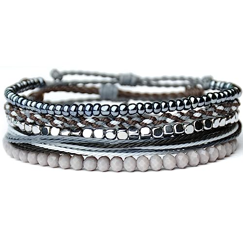 Mezcla Vida Handmade Waterproof Rope Bracelets Pack String & Beaded Bracelet Stack - Set of 5 Stackable Bracelets For Women, Summer Accessories & Bohemian Bracelets for Teen Girls2