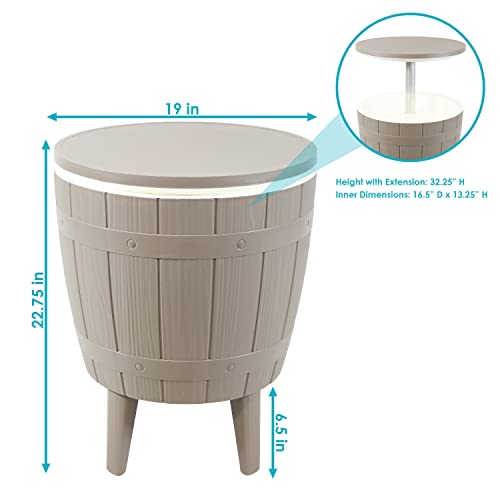 Sunnydaze 10-Gallon Patio Bar Cooler Table With Height-Adjustable Tabletop - Wood-Look Plastic Design - Driftwood #TOP2
