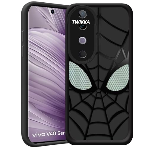 Image of Stylish Spider Back Case Cover Compatible for Vivo V40 /Vivo V40 Pro /T3 Ultra 5G | Spidey Face Mask Case | Soft Silicone | Camera & Full Body Protection | Shock Proof | (Black)