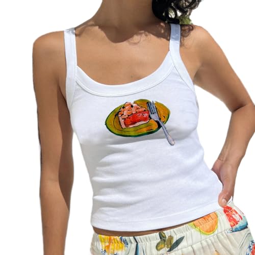 SOLILOQUY Women y2k Fruit Print Tank Top Summer Sleeveless Baby