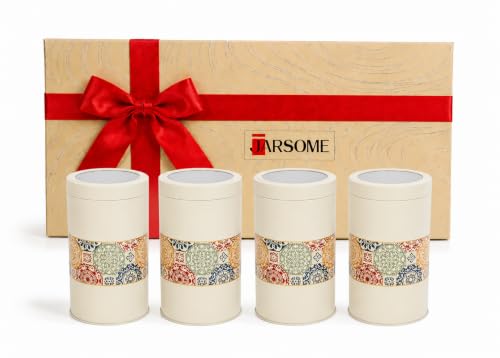Image of Mandala Collection Airtight Kitchen Container Set| 1400ML- Set of 4| Food Grade Metal Jars for Rice, Atta, Besan & Flour Storage| Vacuum Lid, Rust Resistant| Beige Rangoli Canisters