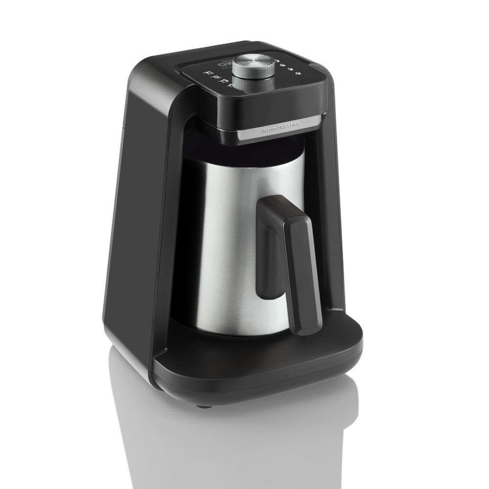 ArzumOkka Rich Automatic Turkish Coffee, Milk Drinks and Hot Beverages Maker, Stainless Steel Pot with Mixer.1 Year Manufacturing Warranty (Spin Pro Chrome)