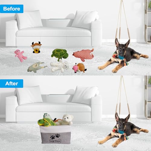 Dog Toy Basket Collapsible Dog Toy Box with Handles Foldable Dog Toy Bin for Pet Toys,Accessories - Image 3