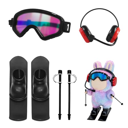 Set For 17cm Dolls - Goggles, Headset, Ski Poles, Boots & Snowboards, Vinyl Figure Sports Adventure Collection (doll Is Not Included) (black)