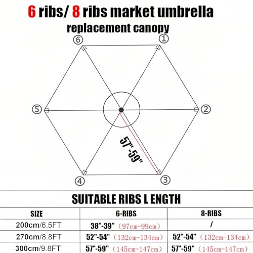 Copertura di ricambio per ombrellone da esterno, impermeabile e anti UV, adatta per ombrelloni a 6/8 stecche da 200 cm/270 cm/300 cm