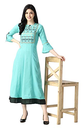 Image of OM SAI LATEST CREATION Women's Ruby Rayon Foil Printed Long Anarkali Kurti