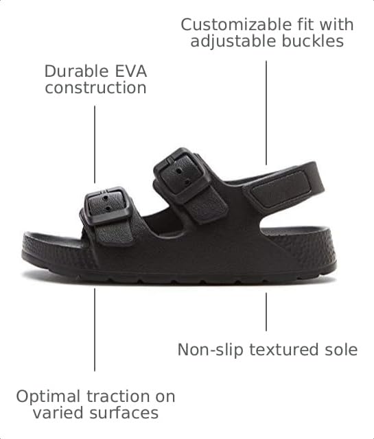 Image of EasyStar Boys and Girls Lightweight Dual-Adjustable Sandal Buckles With Hook and Loop Heel Closure