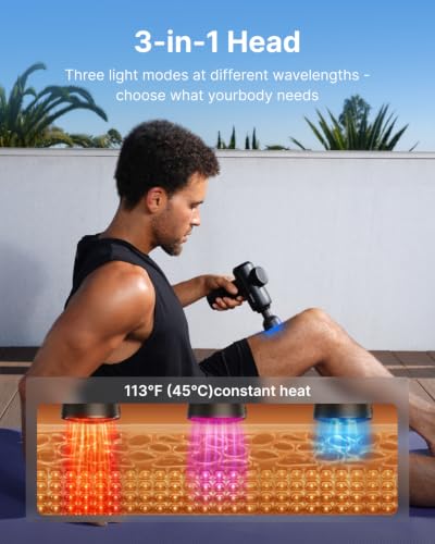 Image of RENPHO Active Thermacool 2 Red Massage Gun with Infrared Heating, Cool Head | VA Display, Deep Tissue Massage for Athletes, Percussion Massager with Heat & Cool for Muscle Relief, 3 Light Modes, 5 Speeds