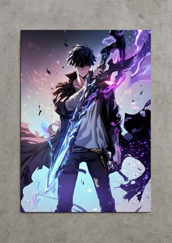 Image of NIJUKA Anime Printed Metal sheet Poster For Home And Room Decoration | For Anime Art Fans Boys And Girls (Jin wo New power unlock)