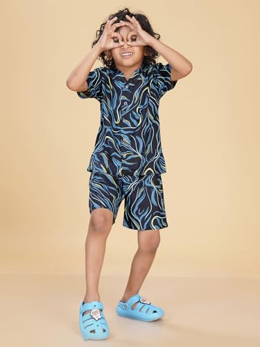 Image of Ninos Dreams Boys Cotton Rayon Coord Set with shorts /Holiday Shirt & Shorts