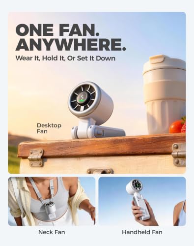 Image of Diveblues Portable Handheld Turbo Fan, 5 Gear Wind, Battery Operated, Up to 12 Working Hours, 3 IN 1 Hand Fan with Air Turbo Tech Cooling Fan for Outdoor Activities, Travel, Working, Silvery white