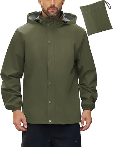 Image of COOFANDY Men's Rain Jacket Waterproof Packable Raincoat Lightweight Rain Shell Hood Travel Golf Hiking Cycling Zip Pockets