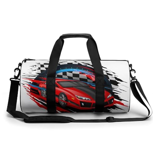 Sac de voyage voiture de rallye rouge duffel bag de camping et randonnée 45cm