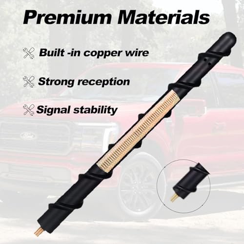 Image of Antenna for Ford F150 2009-2026 & F-150 Raptor Ford Bronco Pickup Truck Antenna Stubby Replacement, Internal Copper Coil for Enhanced Reception, Car Wash Proof, 7 inches Rubber Antennas