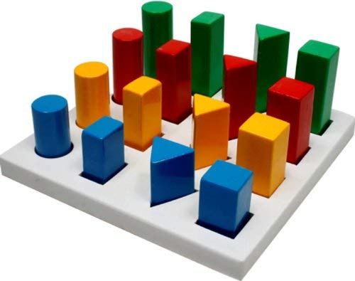 Wooden Mulicolor Peg Board with 16 Pegs | Multi Shape Size for Occupational Therapy | Rehabilitation of Autistic and Cerebral Palsy Patients