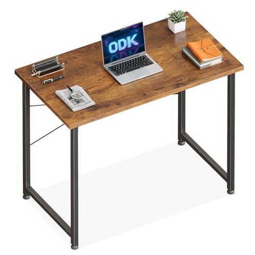 ODK Kleiner Schreibtisch, 80×40cm Computertisch Bürotisch für Arbeitszimmer, Schlafzimmer, Wohnzimmer,Büro, Schreibtisch Klein Modern Holz PC Tisch Officetisch für Home, Office, Braun