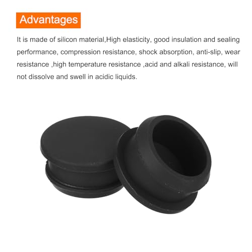 Image of MECCANIXITY Silicone Snap in Locking Hole Plugs,Rubber Panel Seal Cover Flush Type Panel Round for Kitchen Rubber Bulkheads Waterproof Sealing Plugs 23mm /0.91 Inch Diameter Black,Pack of 4