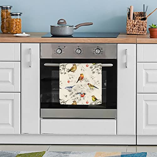 Vunko Vintage Birds On Tree Kitchen Dish Towel Soft Highly Absorbent Hand Towel Home Decorative Multipurpose For Bathroom Hotel Gym And Spa 15.7 X 27.5 Inches #TOP4