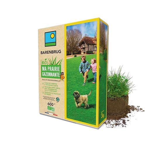 BARENBRUG - Prairie Gazonnante BIO - Variétés à Croissance Lente - Toujours Verte grâce aux Légumineuses - Résistance et Rusticité Extrêmes - Aucun...
