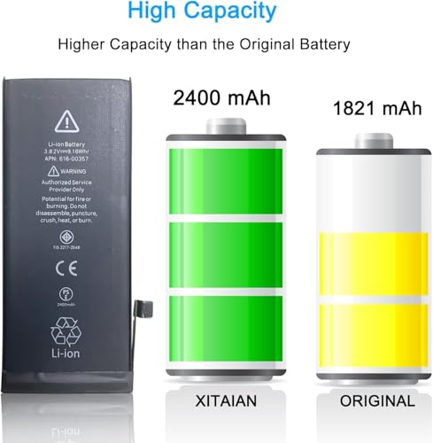 Batterie iPhone 8 haute capacité 2400 mAh compatible modèles A1905 et A1906 avec kit outils