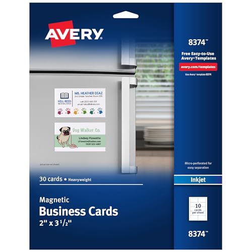 Tarjeta de visita Avery 8374 de 88,9 x 50,8 mm, pack de 3 hojas con 30 piezas