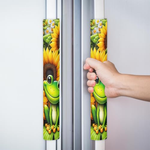 Image of Pardick Refrigerator Door Handle Covers Set of 2 Garden Animal Frog Washable Fridge Dishwasher Mocrowave Oven Stove Decor Protector Handle Cover Keep Kitchen Appliance Clean from Food Stains Decorate