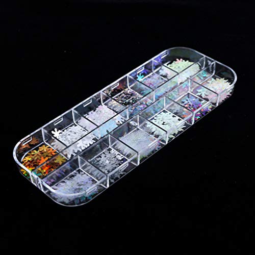 Lurrose Schneeflocke Pailletten 3 Boxen holographische Schneeflocke Nagel Glitter Weihnachten dünne Nagel Flocken… – Bild 7
