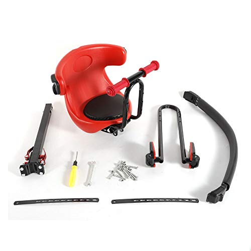 Berkalash Asiento infantil para bicicleta de montaña, color rojo, con pedal y mango, asiento de seguridad para bicicleta de montaña, rodamiento de 30 kg