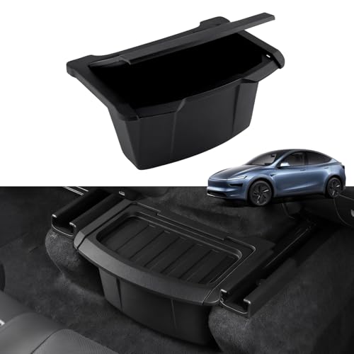 ZTGPMP Rear Center Console Organizer for Tesla Model Y Juniper 2025 2026 Backseat Storage Box Under Center Console Trash Can Bins with Anti-Slip Lid Cover New Model Y Interior Accessories