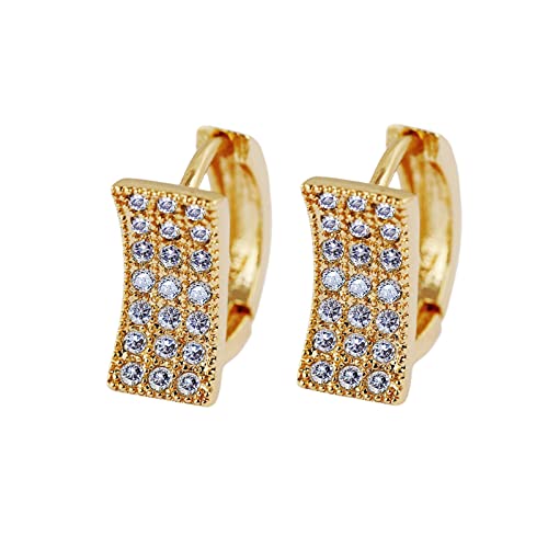 Boucles d'oreilles en Or 14K pour femmes géométrique avec pierre moissanite ronde