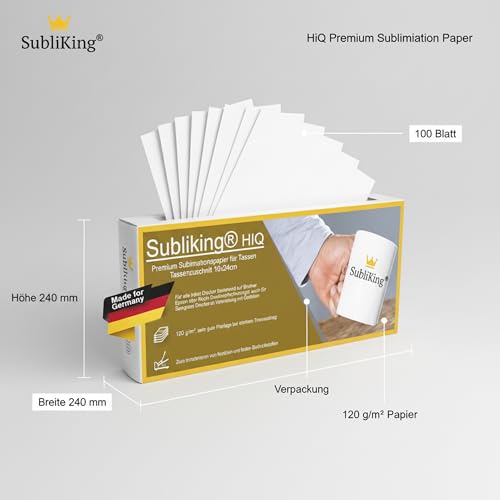Subliking® HiQ Premium Sublimationspapier – 120 g/m² Transferpapier (10 × 24 cm, 100 Blatt) schnelltrocknend, wischfest & kompatibel mit Sublimation und Sublitex