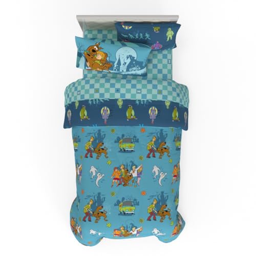 Image of Franco Scooby Doo Scoobtober Bedding 5 Piece Super Soft Reversible Comforter and Sheet Set with Sham, Twin, (Officially Licensed Product)