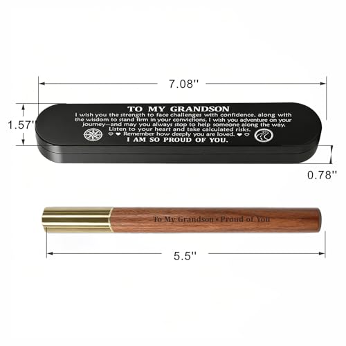 Bolígrafo de gel negro grabado en madera con estuche de metal miniatura 2