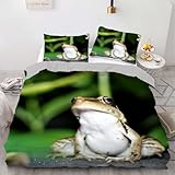 3D Ensemble de Literie: Colis comprend 3 pièces parure de lit 2 personnes Grenouille - Inclut 1 housse de couette + 2 taies d'oreiller 65x65 cm ( non inclus l'oreiller, la couette) vous permettant d'avoir une belle parure de lit pour décorer votre chambre