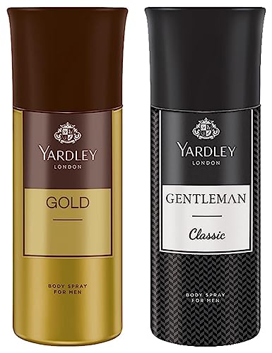 Yardley London Gentleman Classic Deo Body Spray For Men, 150ml & Gold Deo Body Spray For Men, 150ml