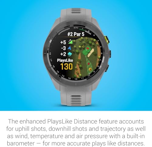 Image of Garmin Approach S70 (Gray, 42mm) Golf GPS Watch Bundle - AMOLED Display, Virtual Caddie & PlaysLike Distance - Includes PlayBetter 5000mAH Portable Charger & Screen Protectors (Renewed)