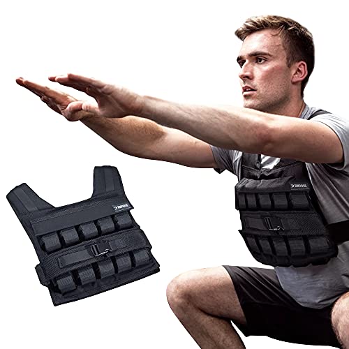 DMoose Weighted Vest - Adjustable Weighted Vest for Fitness Weight Training Workout with Shoulder Pads - Workout Vest for Men and Women (Black, 66 lbs)