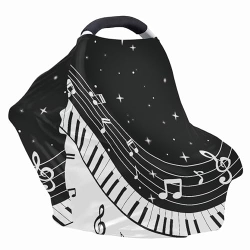 Image of Coldinair Music Notes Star Multifunctional Nursing Cover Multi Use Cover for Baby Car Seat Canopy Shopping Cart Cover,Stroller Cover