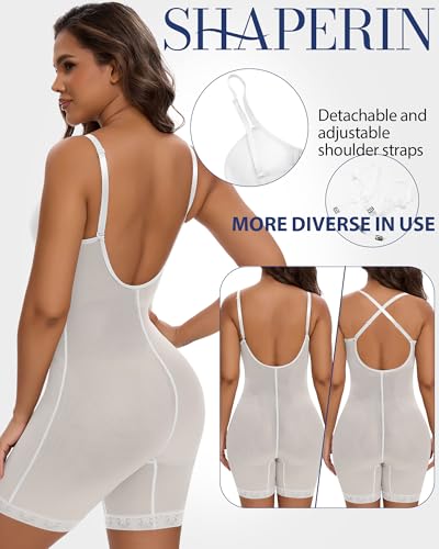 Image of SHAPERIN Backless Shapewear Strapless Bodysuit Bra Fajas U Plunge Tummy Control Low Back Full Body Shaper Corset for Women